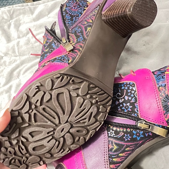 Vibrant Pink and Purple Lace-Up Boots - Picture 12 of 12